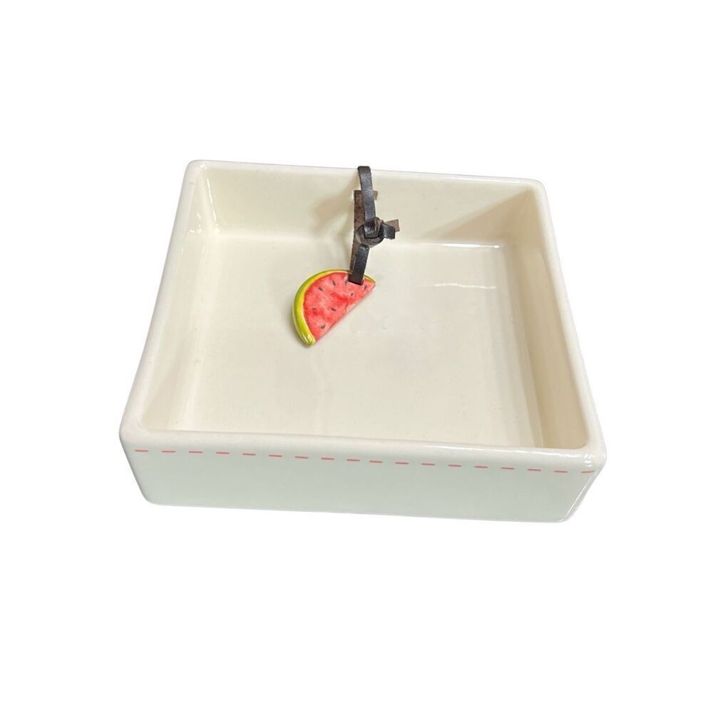 Rae Dunn Ceramic Square Napkin Holder with Watermelon Weight